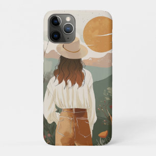Funda Para iPhone 11 Pro Atardecer del Valle del Desierto Boho Sage Terraco