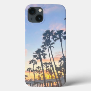 Funda Para iPhone 13 Atardecer en Oceanside California con palmeras