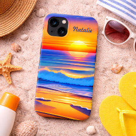 Funda Para iPhone 13 Atardecer moderno en la playa