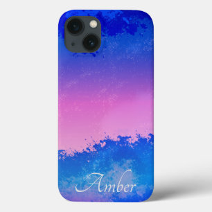 Funda Para iPhone 13 Atardecer Océano Salpicadura Abstracto Azul Rosa P