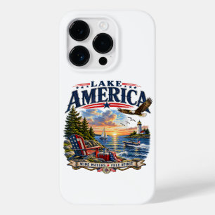 Funda Para iPhone 14 Pro De Case-Mate Atardecer patriótico águila lago América