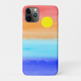 Funda Para iPhone 11 Pro Atardecer sobre la acuarela oceánica Resumen arte