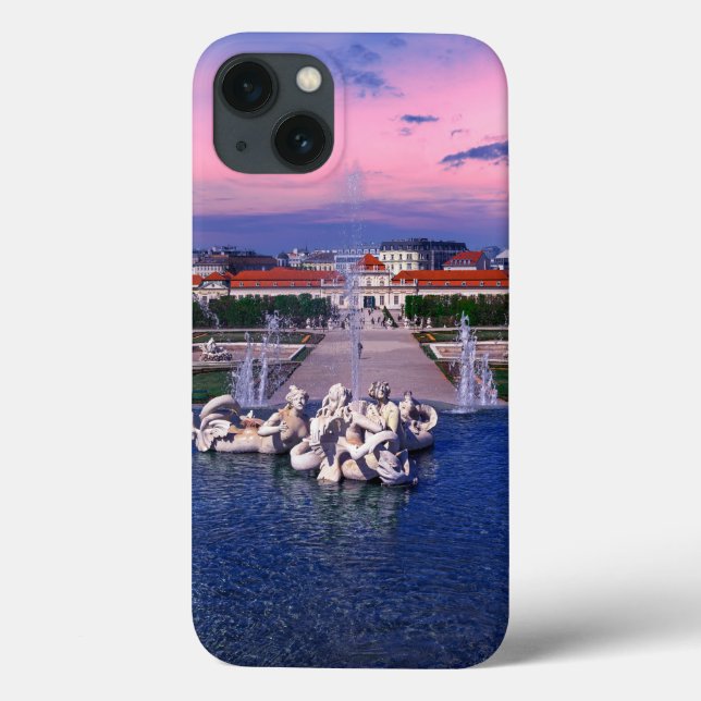 Funda De Case-Mate Para iPhone Atardecer sobre una fuente en Viena (Reverso)