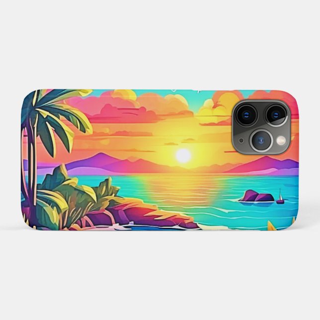 Funda De Case-Mate Para iPhone Atardecer Tropical: Cielo Vívido (Reverso (horizontal))