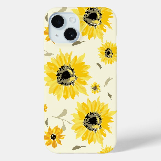 Funda De Case-Mate Para iPhone Atractivo acuarela amarillo girasol (Reverso )