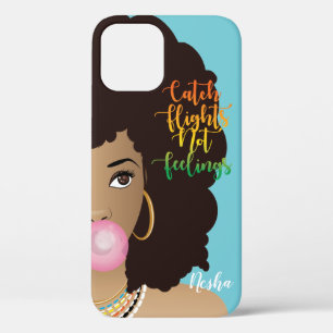 Funda Para iPhone 12 Pro Atrapar vuelo sin sentimientos, mujer negra, azul