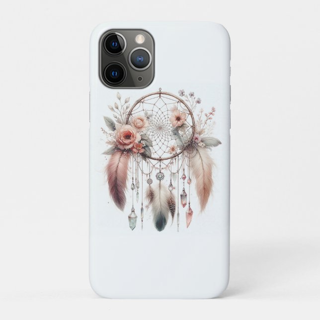 Funda De Case-Mate Para iPhone Atrapasueños Bohemio de Plumas Cristal Floral (Reverso)