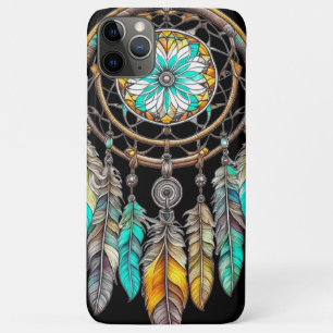Funda Para iPhone 11 Pro Max Atrapasueños Boho Místico Plumas y Cuentas Azul Tu