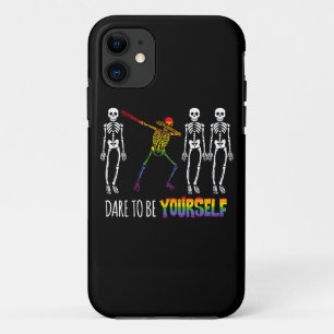 Funda Para iPhone 11 Atrévete A Ser Tu Mismo Halloween Dabbing Skeletpo