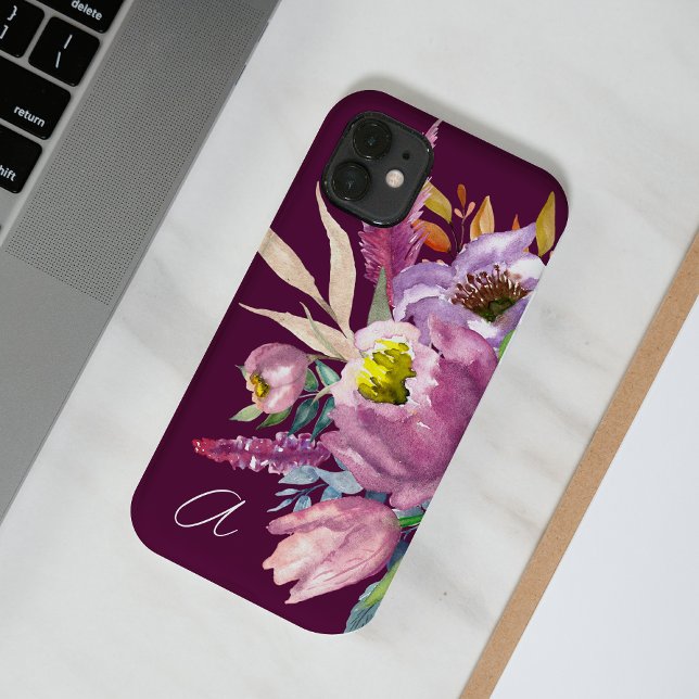 Funda De Case-Mate Para iPhone Audaz Monogramo Purple Wine Garden Floral (Subido por el creador)
