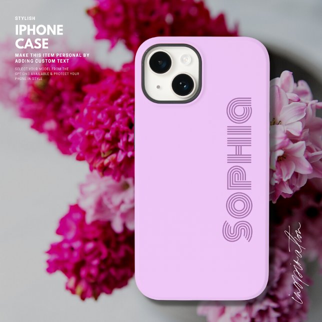 Funda De Case-Mate Para iPhone Audaz Nombre Monograma Retro Lilac Lavender (Subido por el creador)