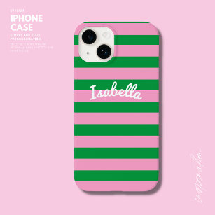 Funda Para iPhone 14 De Case-Mate Audaz Simple Retro Stripe Pink Green Personalizado
