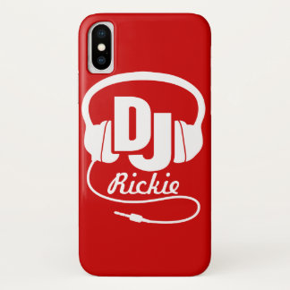 Funda Para iPhone X Auriculares DJ nombrados caja roja y blanca del