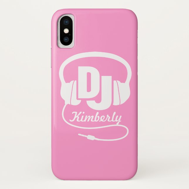 Funda De Case-Mate Para iPhone Auriculares DJ nombre chica estuche de iphone rosa (Reverso)