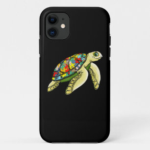 Funda Para iPhone 11 autista El rompecabezas de la tortuga marina desco