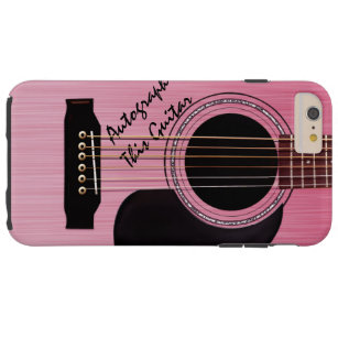 Funda Resistente Para iPhone 6 Plus Autógrafo rosado del personalizado de la guitarra