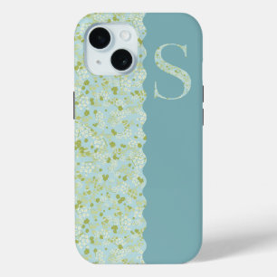 Funda Para iPhone 15 AUTOMÓVIL MONOGRAM S ACQUA PEQUEÑAS FLORES Cas
