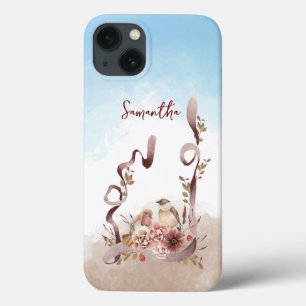 Funda Para iPhone 13 Autumn Wild Flowers Birds Nombre personalizado