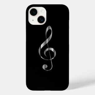 Funda Para iPhone 14 De Case-Mate Avant Garde, plata G clef sobre fondo negro ~