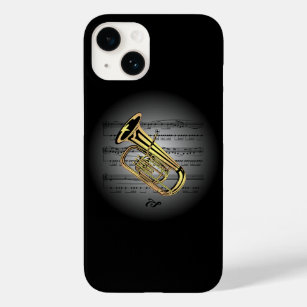 Funda Para iPhone 14 De Case-Mate Avant Garde ~ Tuba en Globe con música de chapa ~
