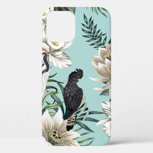 Funda Para iPhone 12 Ave de grulla vintage tropical, loro, flowe de lot
