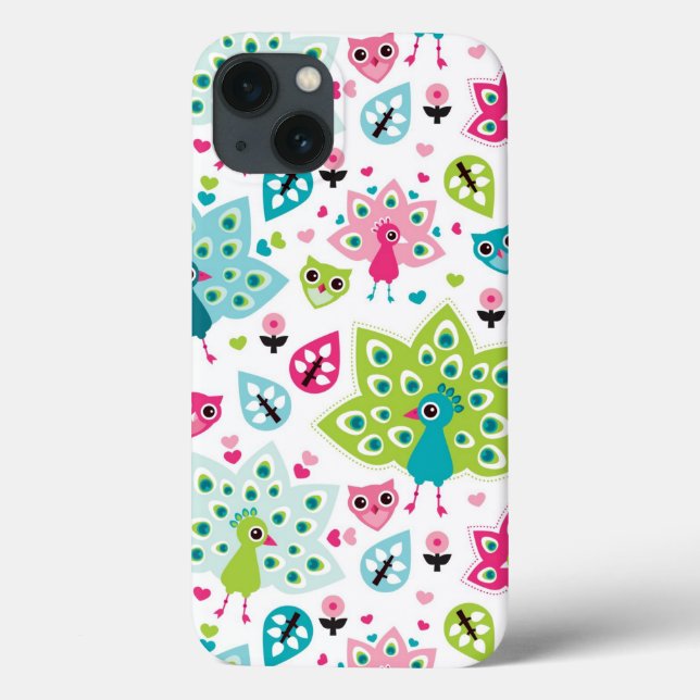 Funda De Case-Mate Para iPhone ave de pavo real y búho (Reverso)