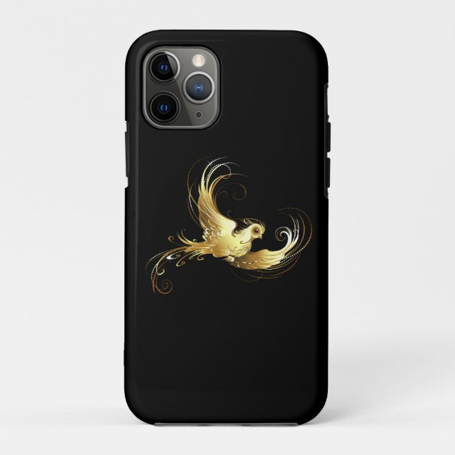 Funda De Case-Mate Para iPhone Ave dorada sobre fondo negro (Reverso)