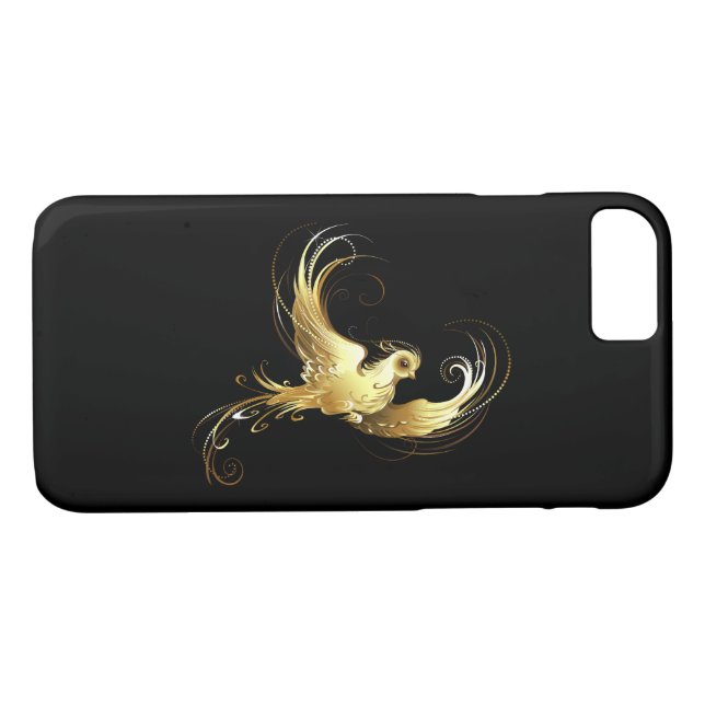 Funda De Case-Mate Para iPhone Ave dorada sobre fondo negro (Reverso (horizontal))