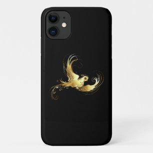 Funda Para iPhone 11 Ave dorada sobre fondo negro