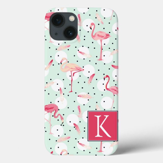 Funda De Case-Mate Para iPhone Ave Flamingo Con Pies | Añadir su inicial (Reverso)