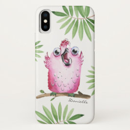 Funda Para iPhone X Ave rosa divertida con tu nombre