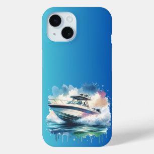 Funda Para iPhone 15 Aventura en lancha motora de Splash Ride acuarela