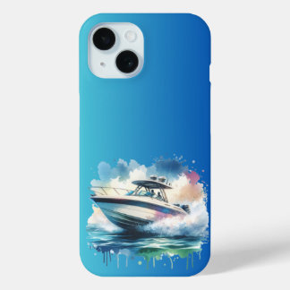 Funda Para iPhone 15 Aventura en lancha motora de Splash Ride acuarela
