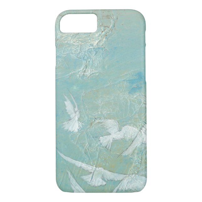 Funda De Case-Mate Para iPhone Aves blancas volando por el cielo azul (Reverso)