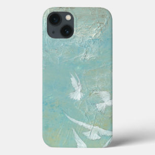 Funda Para iPhone 13 Aves blancas volando por el cielo azul