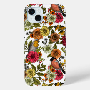 Funda Para iPhone 15 Mini Aves de jardín y flores 1