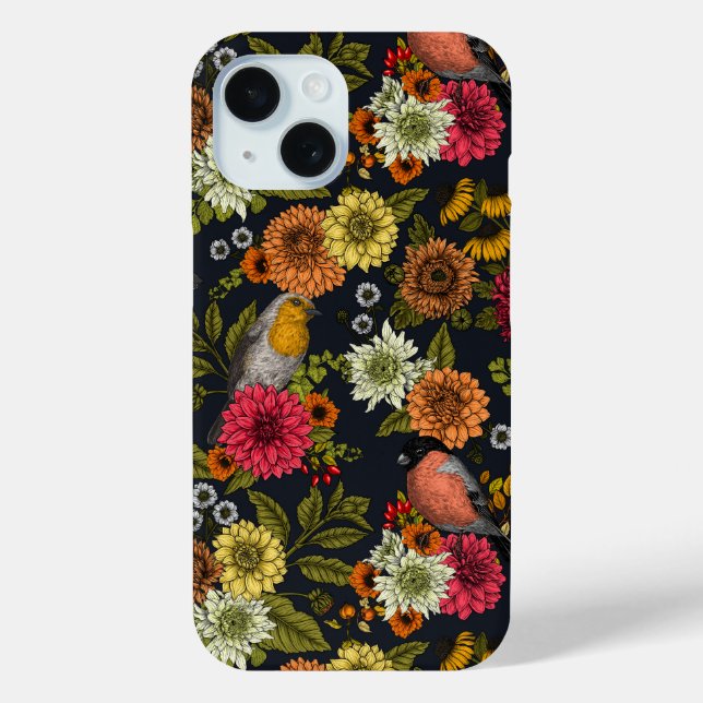 Funda De Case-Mate Para iPhone Aves de jardín y flores 2 (Reverso )