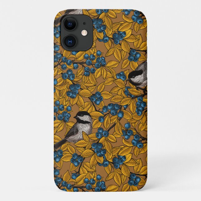 Funda De Case-Mate Para iPhone Aves de pollo en ramas de arándano (Reverso)