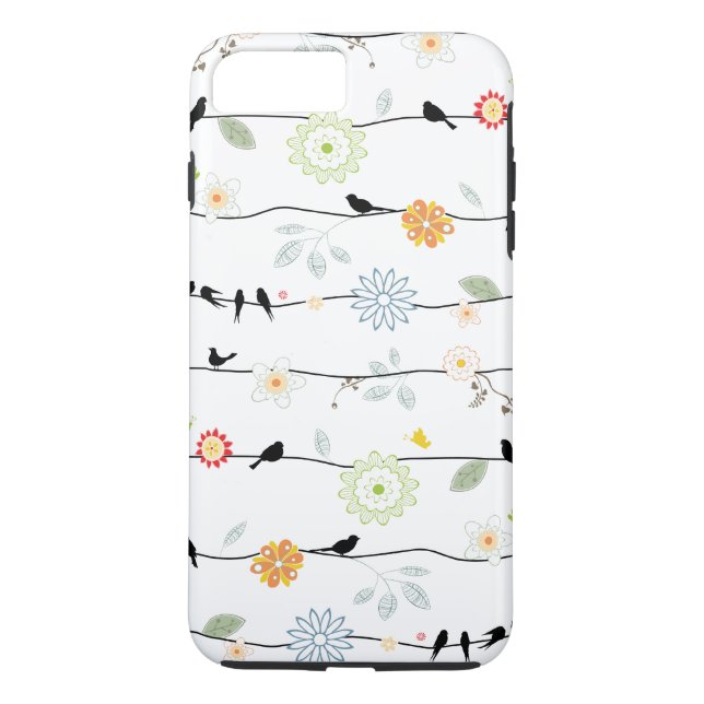 Funda De Case-Mate Para iPhone Aves en vides con flores (Reverso)