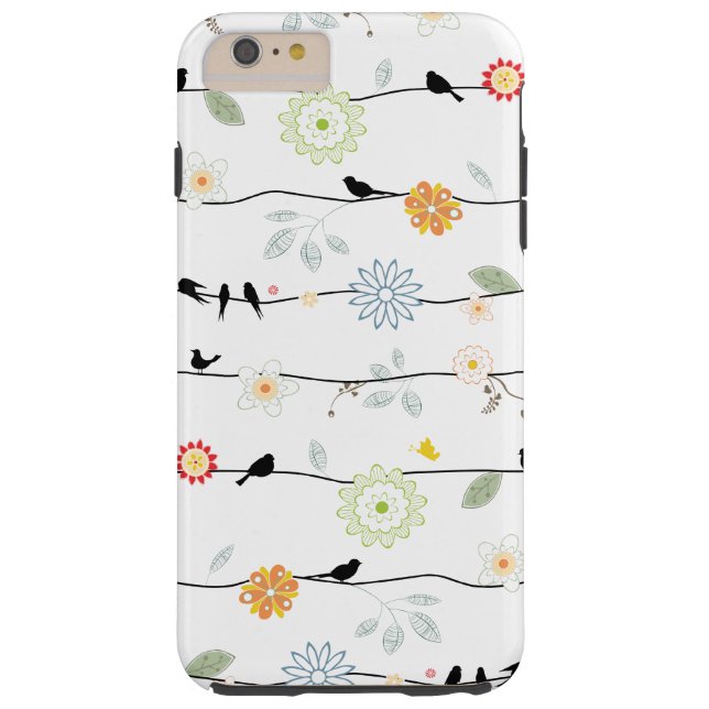 Funda De Case-Mate Para iPhone Aves en vides con flores (Reverso)