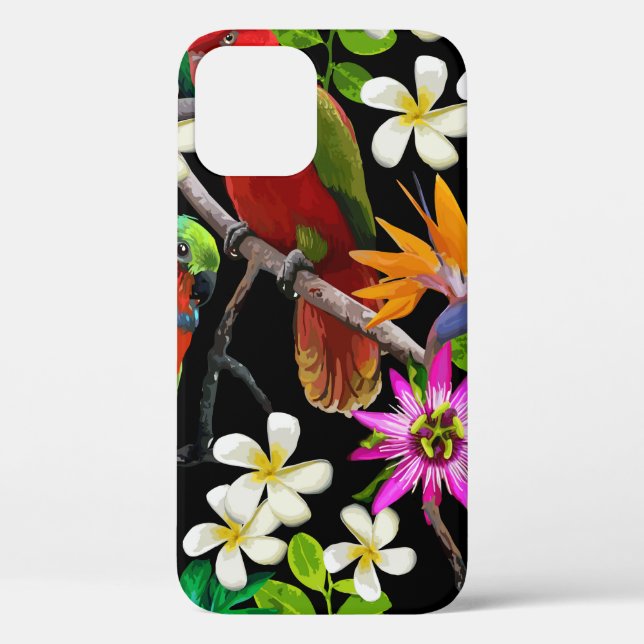 Funda De Case-Mate Para iPhone aves exóticas y flores hermosas (Reverso )