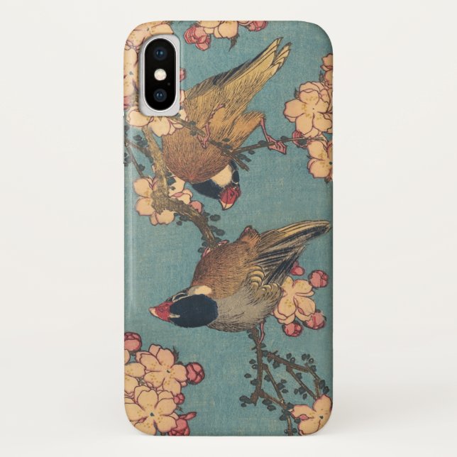 Funda De Case-Mate Para iPhone Aves flores Hokusai Arte Japonés (Reverso)