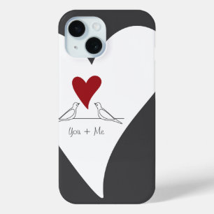 Funda Para iPhone 15 Aves modernas simples y personalizadas en el coraz