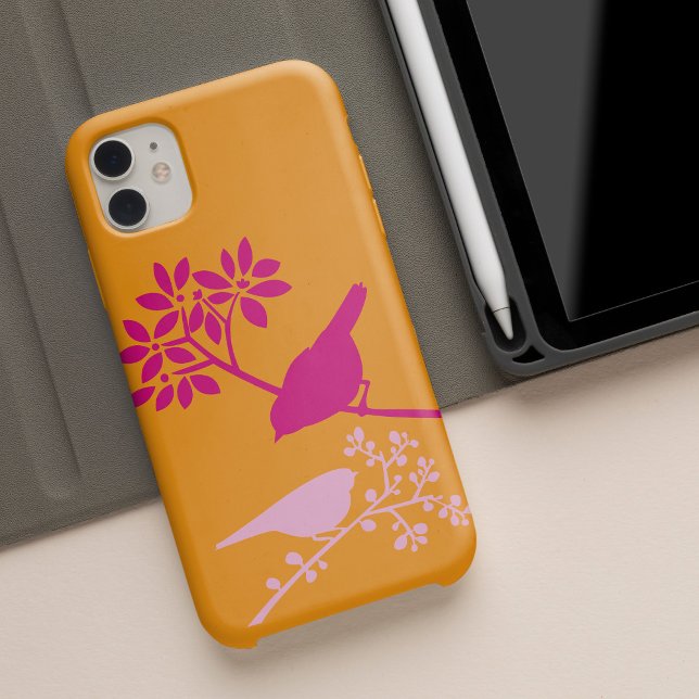 Funda De Case-Mate Para iPhone Aves naranjas y rosas (Subido por el creador)