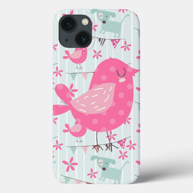 Funda De Case-Mate Para iPhone Aves, perros, carteles, flores (Reverso)