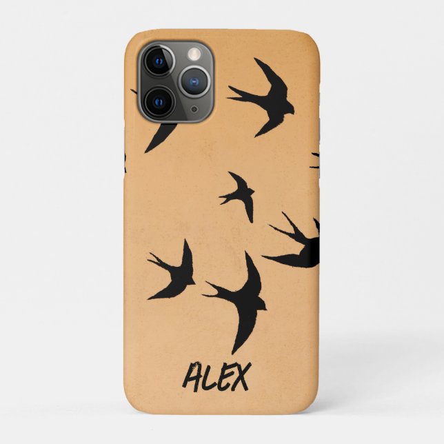 Funda De Case-Mate Para iPhone Aves voladoras Seagull Silhouette Sunset Nombre (Reverso)