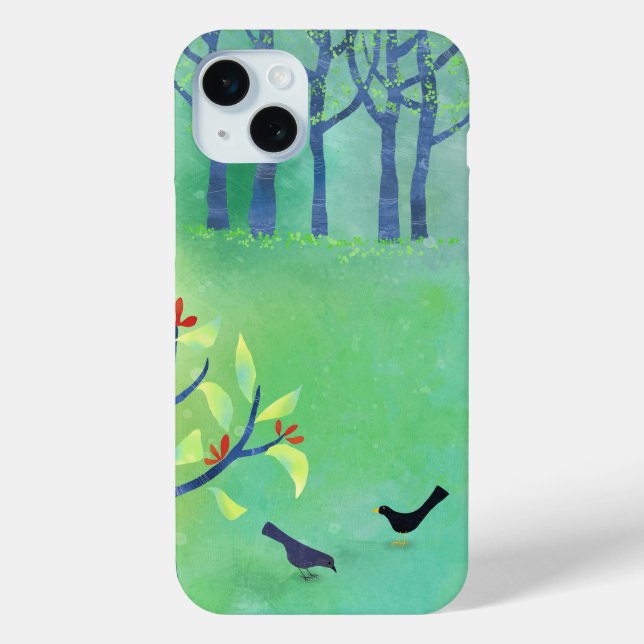 Funda De Case-Mate Para iPhone Aves y árboles paisajísticos modernos (Reverso )