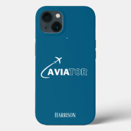 Funda Para iPhone 13 Aviador y Avión,Minimalista,Iniciales Monograma