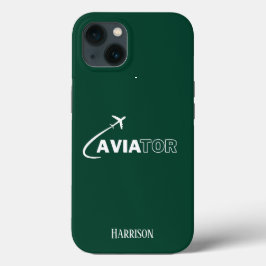 Funda Para iPhone 13 Aviador y avión, Minimalista,Iniciales monogramas