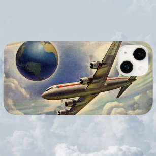 Funda Para iPhone 14 Plus De Case-Mate Avión de época volando por el mundo en nubes